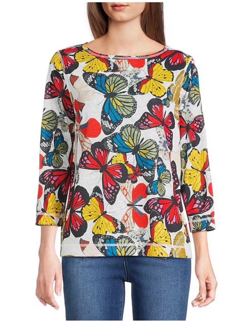 Ali Miles Multi Butterfly Print Scoop size M new with tags.